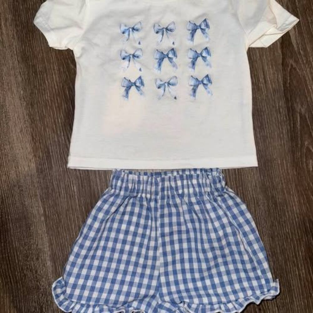 Toddler Girl 18-24M Bow T-Shirt and Gingham Shorts Set